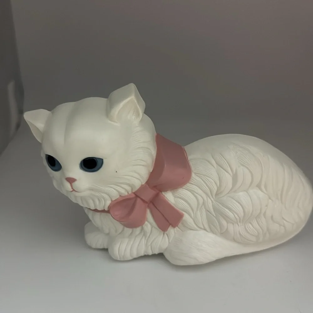 Vintage Molded Plastic Kittens with Pink and Blue Bows (?1970?)